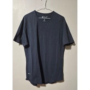 BYLT Premium Basics Lux T-Shirt Mens Large Navy Blue Curved Hem Short Sleeve Tee